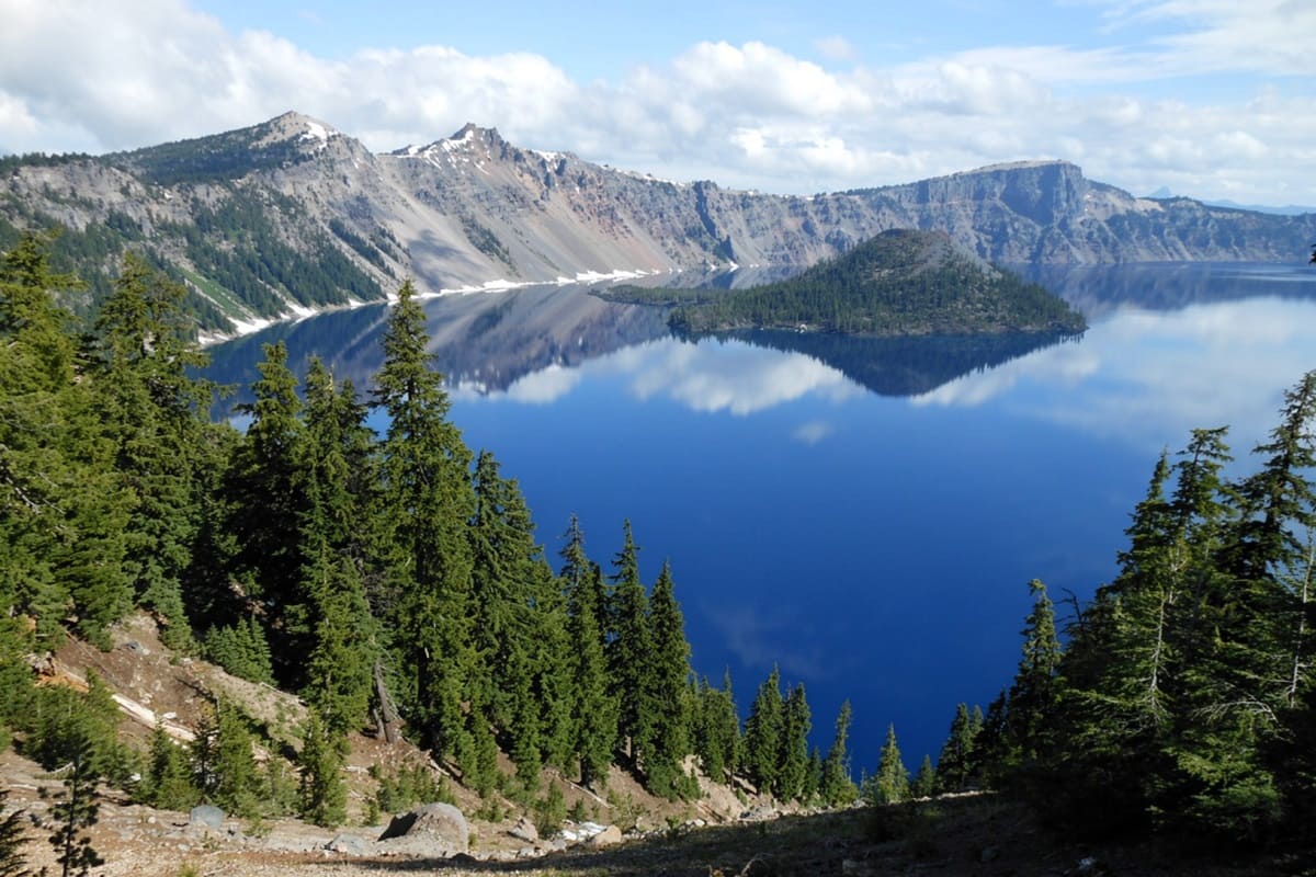 Crater Lake and Wizard Island in Oregon